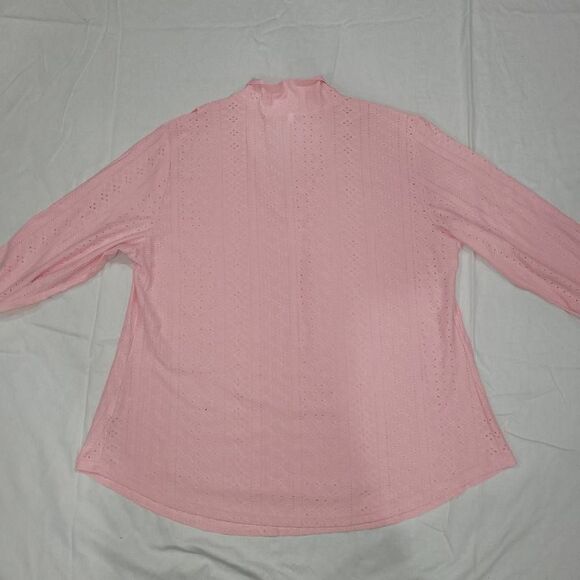 3/$15 Zulily Collared Pink Lace Stretchy Three-Quarter Sleeve Top Size XL - Picture 5 of 7